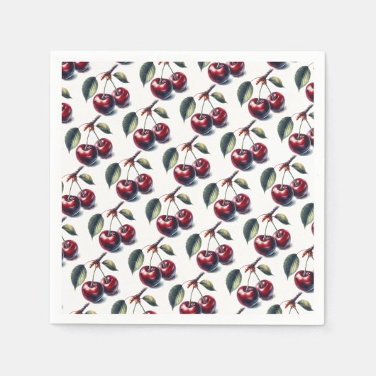 Serviette En Papier Cerises Charmantes (Devant)