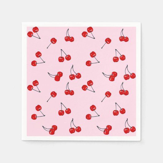 Serviette En Papier Cerises fête d'anniversaire (Devant)