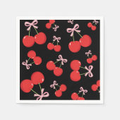 Serviette En Papier Cerises noires Pink Bow Coquette fête d'anniversai (Devant)