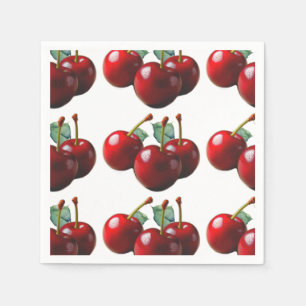 Serviette En Papier Cerises rétro fraîchement cueillies
