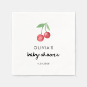 Serviette En Papier Cerises rétro Whimsical | Baby shower (Devant)