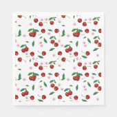 Serviette En Papier Cerises rouges botaniques Verdure et fleurs (Devant)