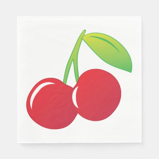 Serviette En Papier Cerises rouges brillantes (Devant)
