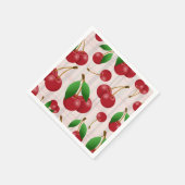 Serviette En Papier cerises rouges sucrées sur plaid pastel (Coin)