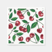Serviette En Papier Cerises rouges sur blanc (Devant)