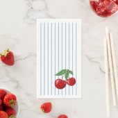 Serviette En Papier Cerises rouges sur Bleues Bleues Fun Retro Design (En situation)