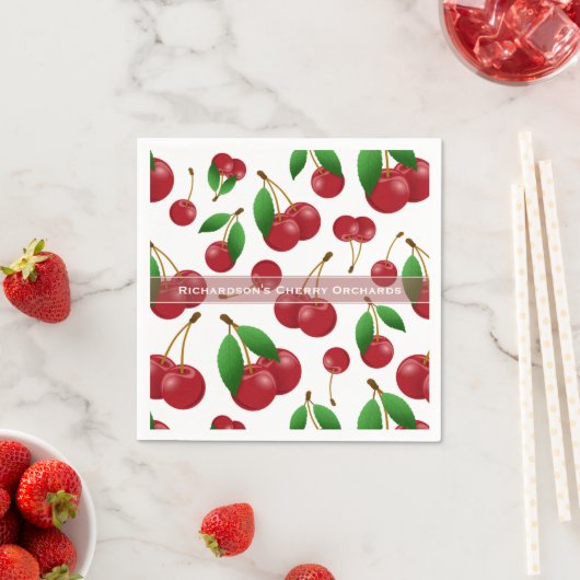 Serviette En Papier cerises sucrées en été (En situation)