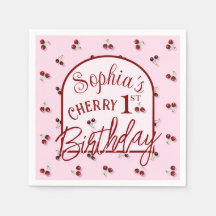 Cerises Thème Premier Anniversaire Papier Napkin