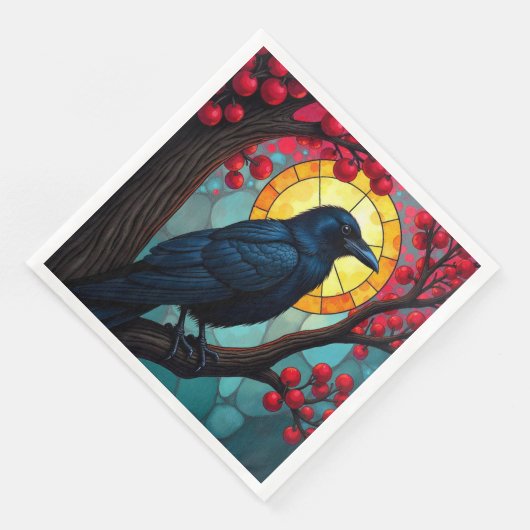 Serviette En Papier Cerisier en verre tendu Ravens-Crows (Coin)