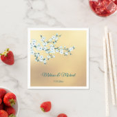 Serviette En Papier Cerisier Fleur Blanche Or (En situation)