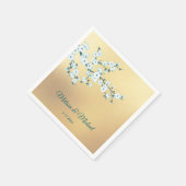 Serviette En Papier Cerisier Fleur Blanche Or (Coin)