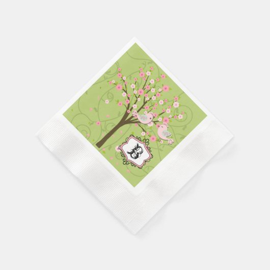 Serviette En Papier Cerisier Fleur Oiseaux Mariage Papier Napkins (Coin)
