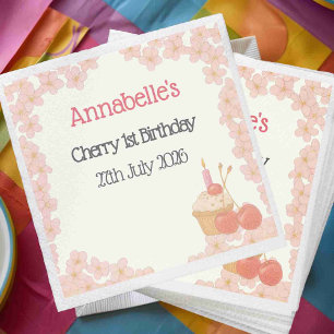 Serviette En Papier Cerisier premier anniversaire Cerisier Berry thème