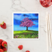 Serviette En Papier Cerisier Rose (En situation)