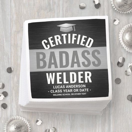 Serviette En Papier Certified Badass Welder Party Black