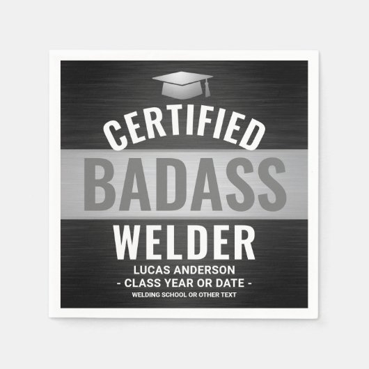 Serviette En Papier Certified Badass Welder Party Black (Devant)