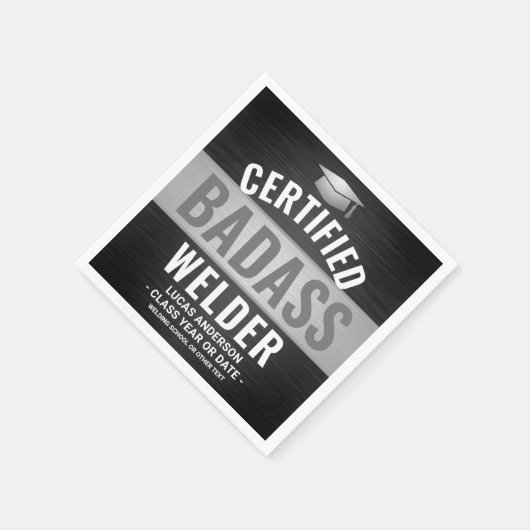 Serviette En Papier Certified Badass Welder Party Black (Coin)