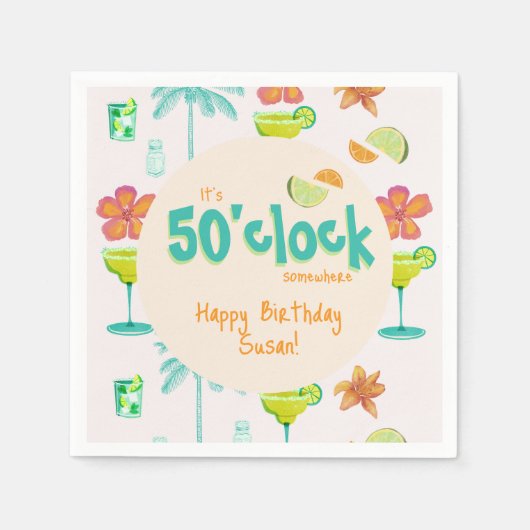 Serviette En Papier C'est 50 heures Thème de fête (Devant)