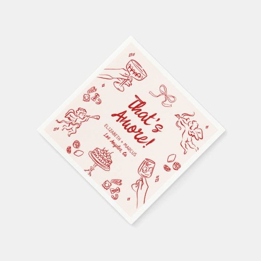 Serviette En Papier C'est Amore ! Fiançailles italien rouge (Coin)