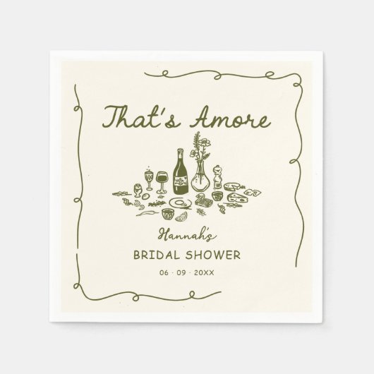 Serviette En Papier C'est Amore Italien Drawn Engagemen Fête des marié (Devant)