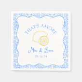 Serviette En Papier C'est Amore Lemon Blue Tiles Amalfi Italie Mariage (Devant)