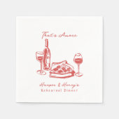 Serviette En Papier C'est Amore Pizza Wine Sketch Dîner de répétition (Devant)