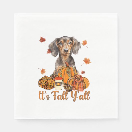 Serviette En Papier C'Est Automne Y'all Dachshund Chien Automne Écharp (Devant)