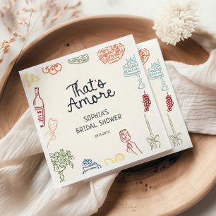 Serviette En Papier C'est de l'amour - Mariage coloré illustré