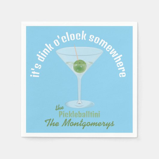 Serviette En Papier C'est Dink O'Clock Somewhere Pickle Martini - Blue (Devant)