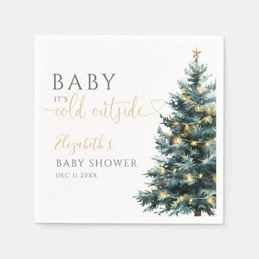Serviette En Papier C'est Froid Dehors Bébé Shower d'Hiver de Noël (Devant)