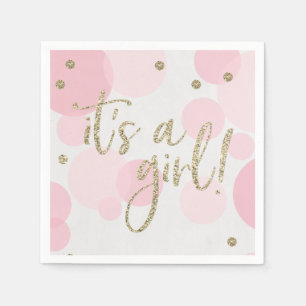 Serviette En Papier C'est Girl Pink Baby Shower Paper Napkin