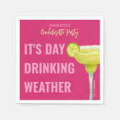 Serviette En Papier C'est la météo pour boire le jour Rose personnalis (Devant)