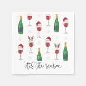 Serviette En Papier C'est la saison Noël Père Noël Reindeer Vin neige (Devant)