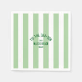 Serviette En Papier C'est la saison plage personnalisée rayure verte d (Devant)