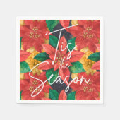 Serviette En Papier C'est la saison Poinsettia vacances de Noël (Devant)