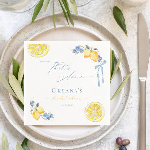 Serviette En Papier C'est l'Amour Citrons à Ruban Bleu Mariage Italien