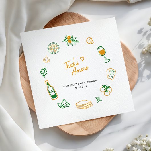 Serviette En Papier C'est l'Amour Nourriture Italienne Rustique Jaune