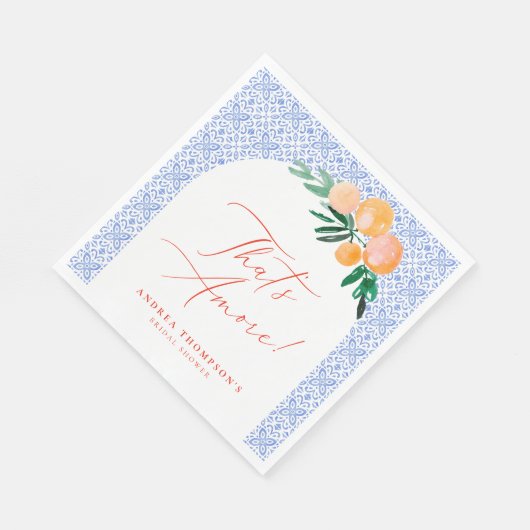 Serviette En Papier C'est l'amour Orange Italien Bleu Baby Shower (Coin)
