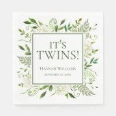 Serviette En Papier C'est le Baby shower Twins White Hydrangeas (Devant)