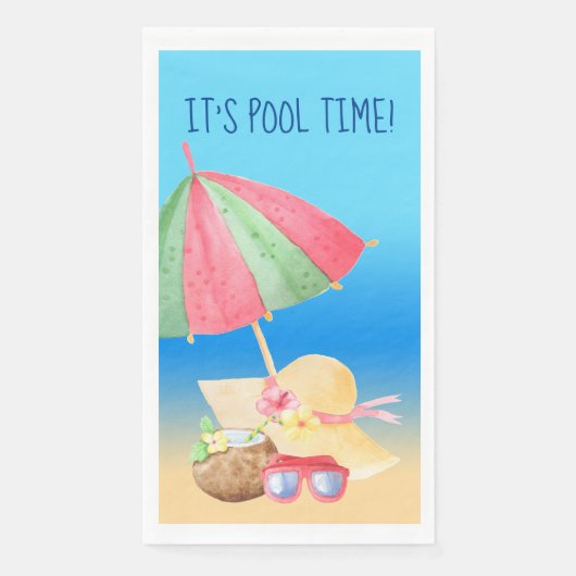 Serviette En Papier C'est l'heure de la piscine (Devant)