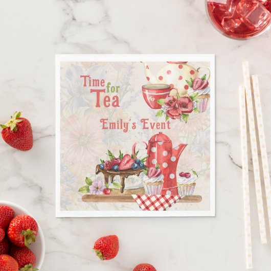 Serviette En Papier C'est l'heure du thé ! Thé à l'anglaise rétro vint (En situation)