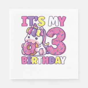 Serviette En Papier C'est ma 3e fête d'anniversaire mignonne filles Do