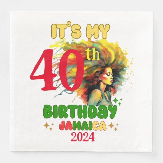 Serviette En Papier C'est mon Anniversaire Jamaïque Girl Party Vacatio (Devant)