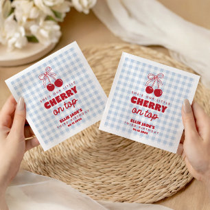 Serviette En Papier C'est notre cerise sur le dessus, faveur vichy ble