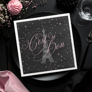 Serviette En Papier C'est si Bon Parisian Sweet 16 Rose Black ID1162