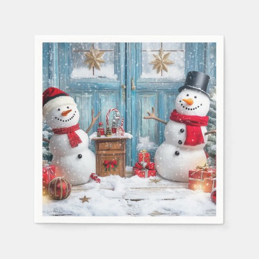 Serviette En Papier C'est Snowman Party Time Paper Napkin (Devant)