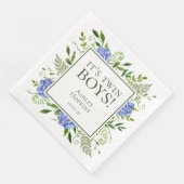 Serviette En Papier C'est Twin Boys Blue Hydrangeas Boy Baby shower (Coin)