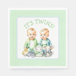 Serviette En Papier C'est Twins ! Baby shower jumeaux garçon mignon