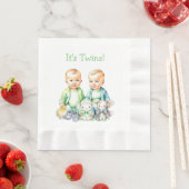 Serviette En Papier C'est Twins ! Baby shower jumeaux garçon mignon (En situation)