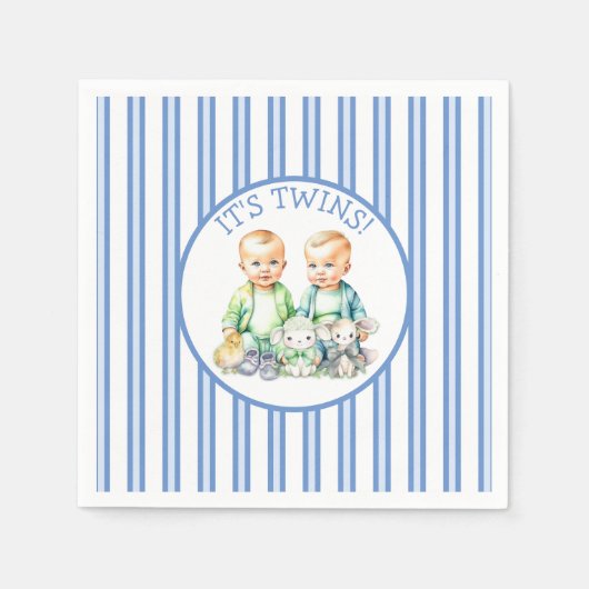 Serviette En Papier C'est Twins ! Baby shower jumeaux garçon mignon (Devant)